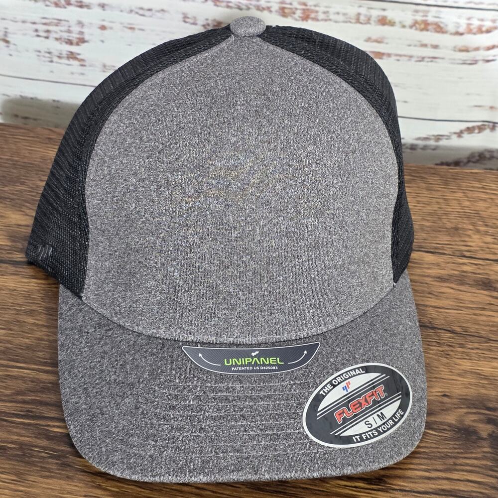 Flexfit Gray Plain Fitted Mesh Baseball Cap Men's Size S/M